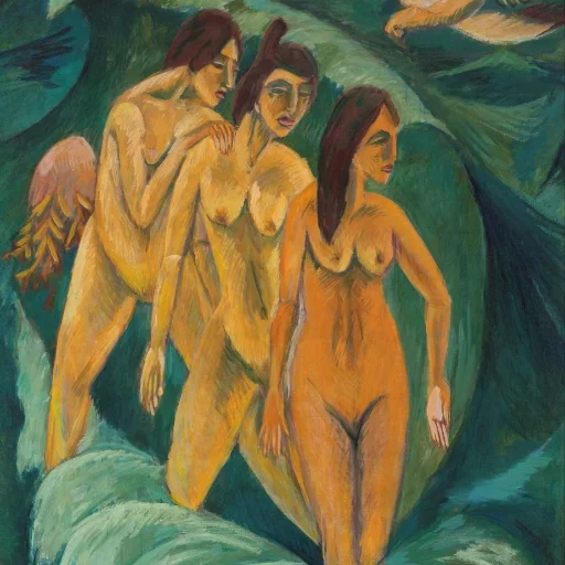 Das Gemälde Drei Badende aus 1913 gemalt von Ernst-Ludwig-Kirchner.