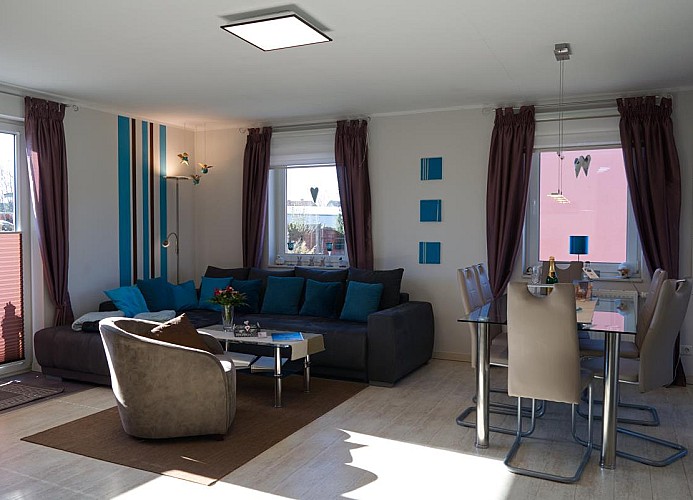 Wohnzimmer in dem Ferienhaus auf Fehmarn in Landkirchen