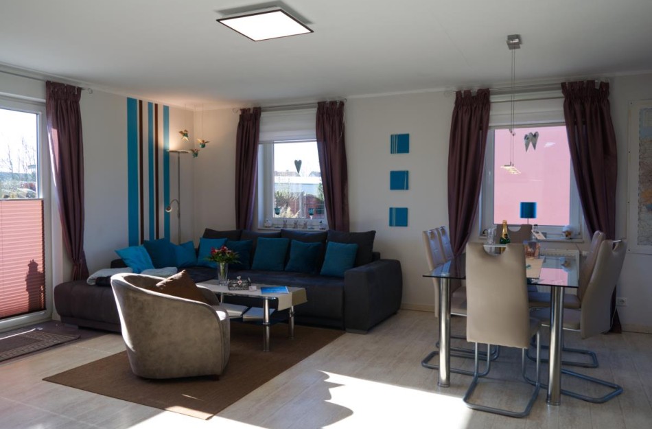 Wohnzimmer in dem Ferienhaus auf Fehmarn in Landkirchen
