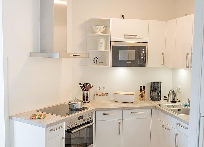 Küche in der Ferienwohnung am Niendorfer Platz in Burg auf Fehmarn