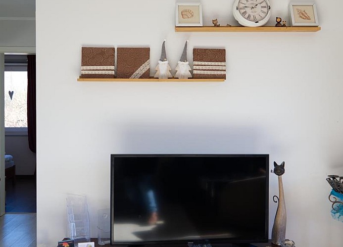 Nahaufnahme vom TV in dem Ferienhaus auf Fehmarn