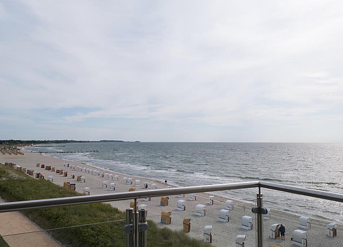 Aussicht vom Balkon der Inselblume 03 auf den Südstrand von Fehmarn