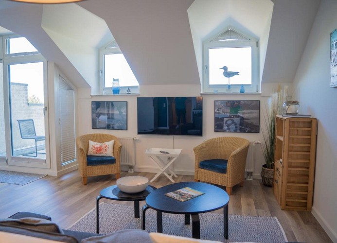 Wohnzimmer in der Ferienwohnung für 4 Personen