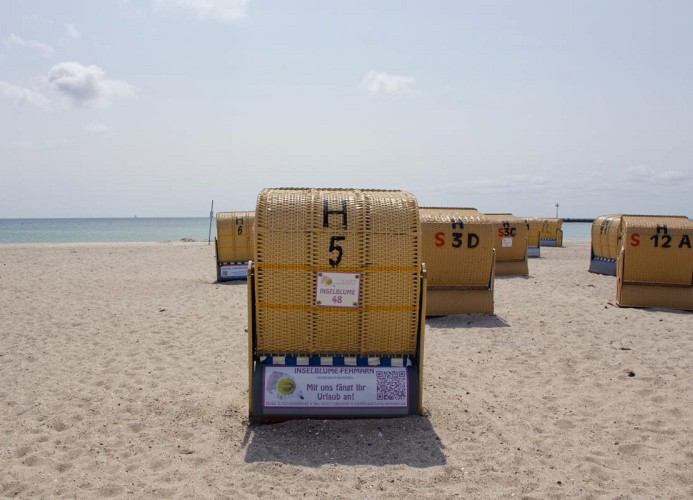 Der Strandkorb der Inselblume 48 direkt am Meer