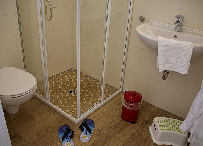 Bad mit Dusche und WC  im Erdgeschoss der Inselblume 27