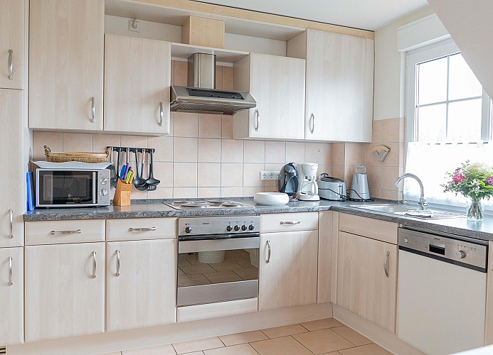 Küche in der Ferienwohnung in Burg auf Fehmarn, Nahe Burgstaaken und der Reiterkoppel