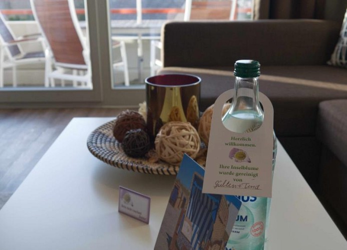 Tisch Deko auf dem Wohnzimmertisch in der Ferienwohnung 