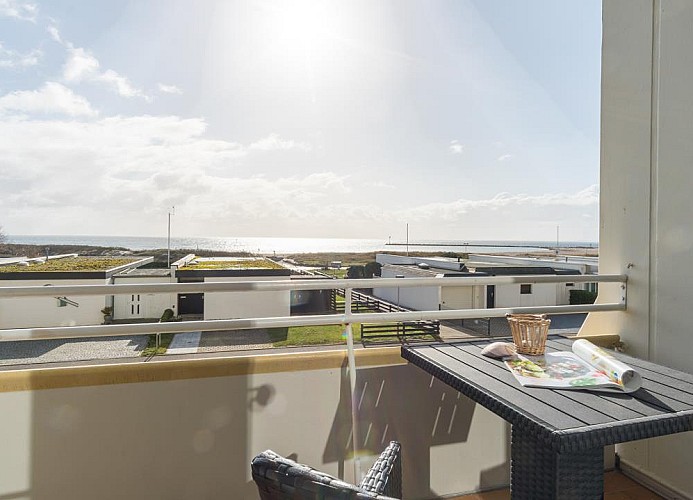 Meerblick vom Balkon der Ferienwohnung in Burgtiefe auf Fehmarn