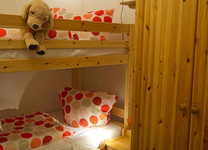Etagenbett im Schlafzimmer der Ferienwohnung auf Fehmarn