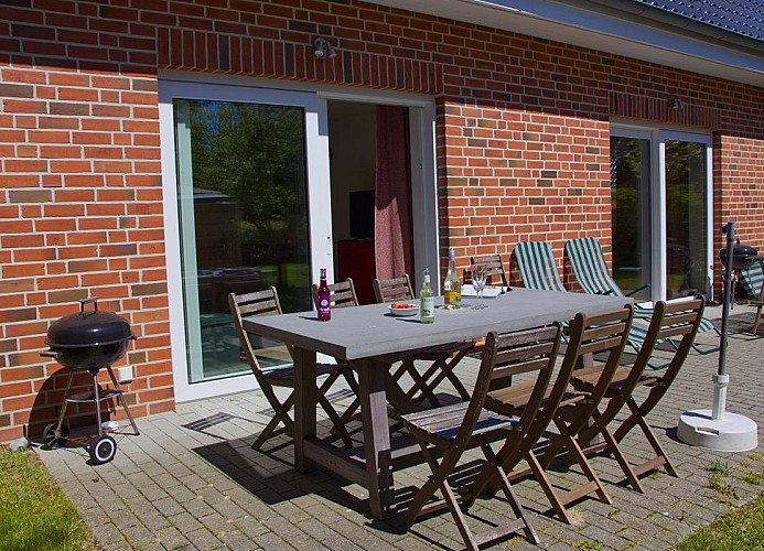 Terrasse des Ferienhauses Inselblume 28