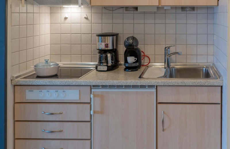 Küche in der Ferienwohnung für 2 Personen am Südstrand auf Fehmarn