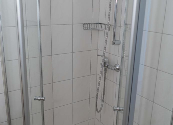 Dusche im Badezimmer der Fewo für 2 Personen auf Fehmarn