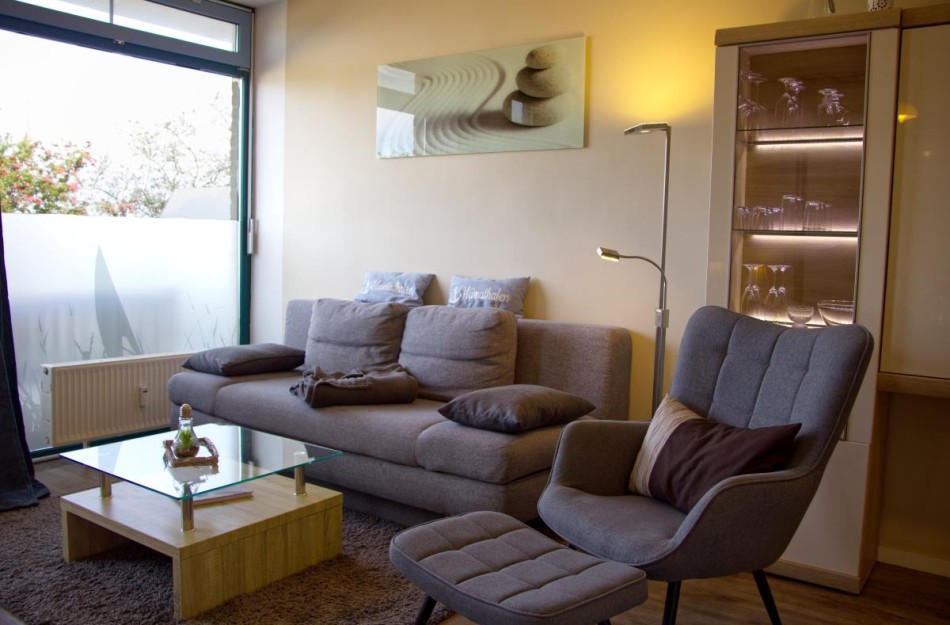 Wohnzimmer in der Ferienwohnung Inselblume 48 am Südstrand auf Fehmarn
