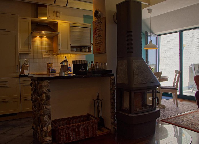 Kamin der Fewo mit Meerblick am Südstrand