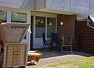 Terrasse mit Strandkorb an der Ferienwohnung Inselblume 15 auf Fehmarn
