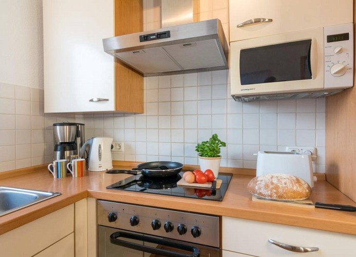 Küche in der Ferienwohnung auf Fehmarn