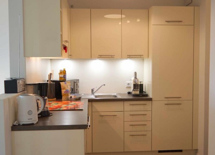 Anderer Blickwinkel auf die Küche in der Ferienwohnung in Burg auf Fehmarn