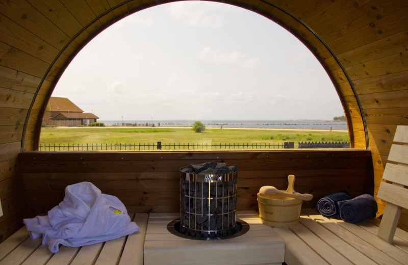 Ausblick aus der Sauna auf das Meer in der Inselblume 82