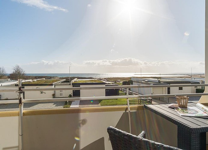 Meerblick vom Balkon der Ferienwohnung am Südstrand auf Fehmarn
