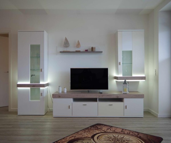 Wohnzimmer in der Ferienwohnung am Niendorfer Platz in Burg auf Fehmarn