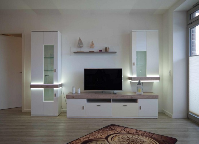Wohnzimmer in der Ferienwohnung am Niendorfer Platz in Burg auf Fehmarn