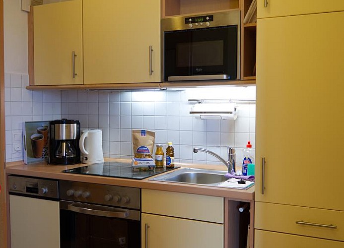 Küche in der Ferienwohnung direkt am Südstrand