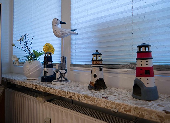 Deko auf der Fensterbank der Ferienwohnung Inselblume 15