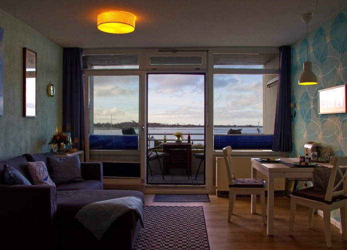 Blick vom Bett auf die Ostsee in der Inselblume 83 auf Fehmarn