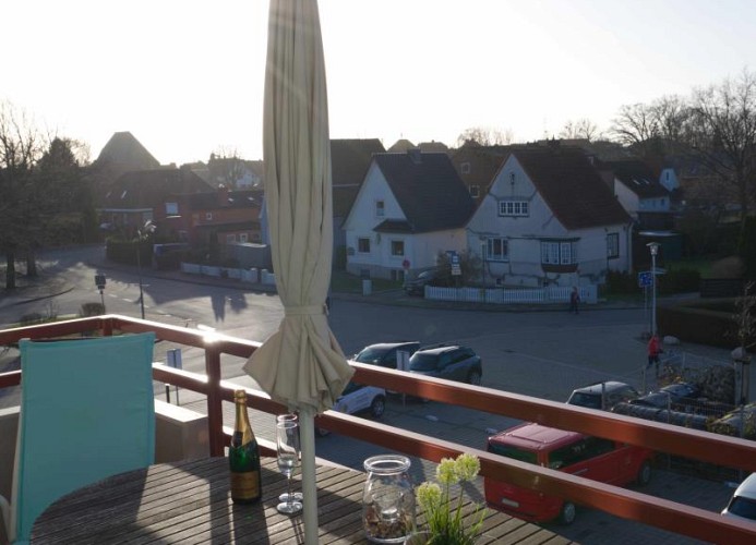 Aussicht vom Balkon der Ferienwohnung in Burg auf Fehmarn