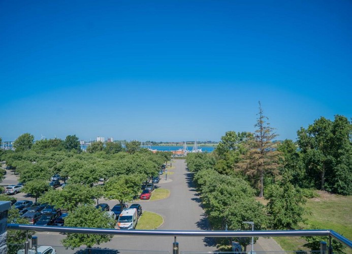 Ausblick auf den Yachthafen am Südstrand auf Fehmarn